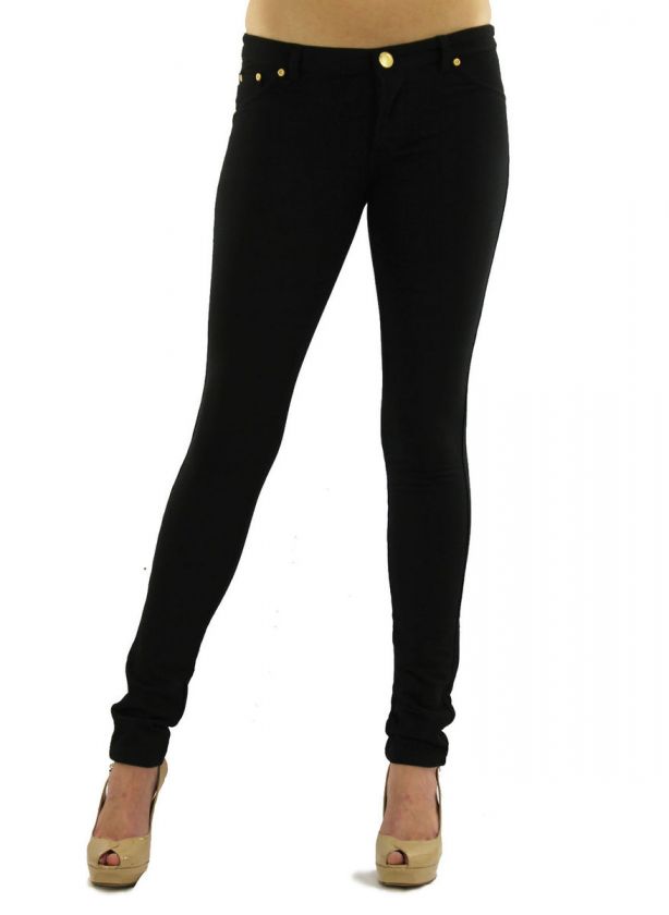 SKINNY STRETCH MOLETON BRAZILIAN BLACK PANTS PL05  