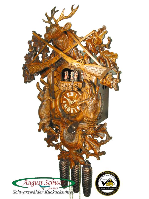 Up for auction genuine hand made Black Forest cuckoo clock. New 