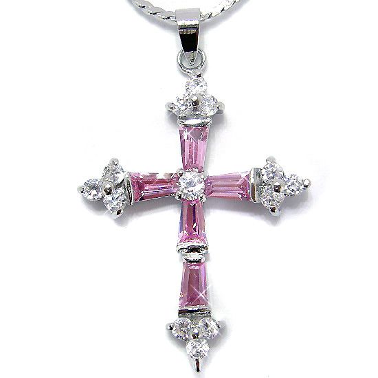 Fabulous Cross Cut Pink Sapphire Necklace/Pendant P6108  