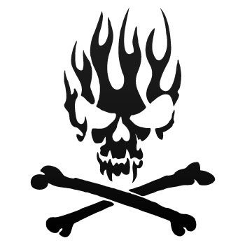 Decals Stickers Bike Skull Crossbones Flame ZE54W  