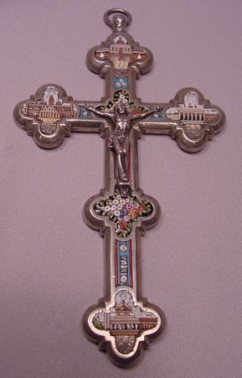 Beautiful Antique Micromosaic Crucifix  