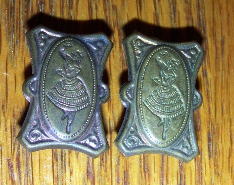 VINTAGE DANCING GIRLS ART NOUVEAU VICTORIAN CUFF LINKS  