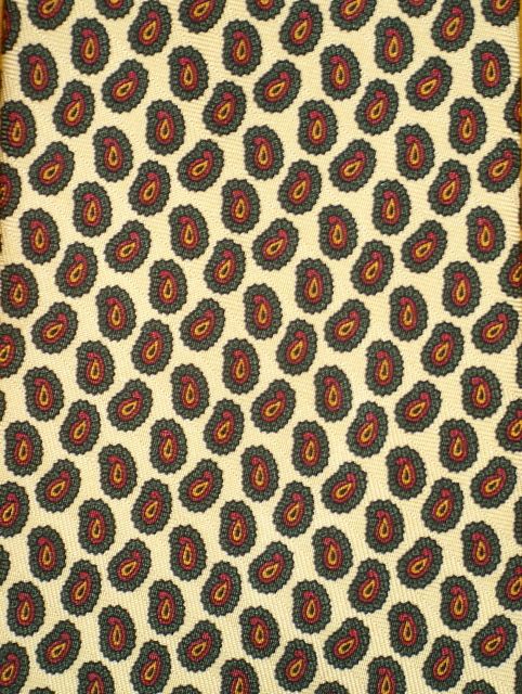   DRESS SHIRT SUIT TIE ~ YELLOW w/ OLIVE & RED ~ CLASSIC PAISLEY  