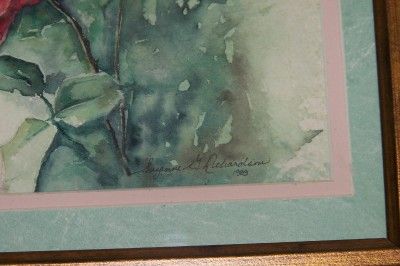 Art Watercolor Roses signed Suzanne G Richardson 1989  