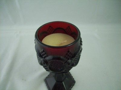 Avon Cape Cod Ruby Red Candleholder Water Wine Goblet  