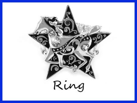 Western Cowgirl Jewelry Star Horse Stretch Ring  