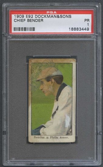 1909 E92 Dockman & Sons Chief Bender PSA 1 (PR) *3449  