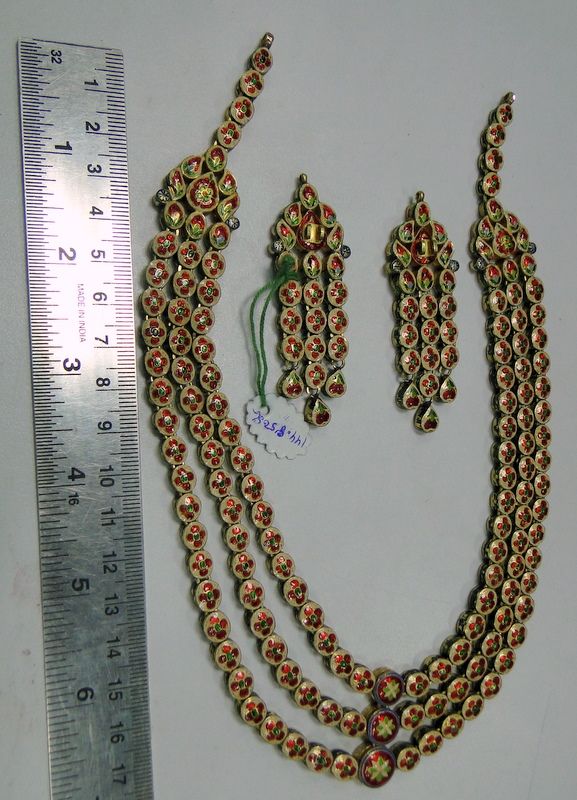   ct Gold Diamond kundan meena necklace choker w earrings jewelry  