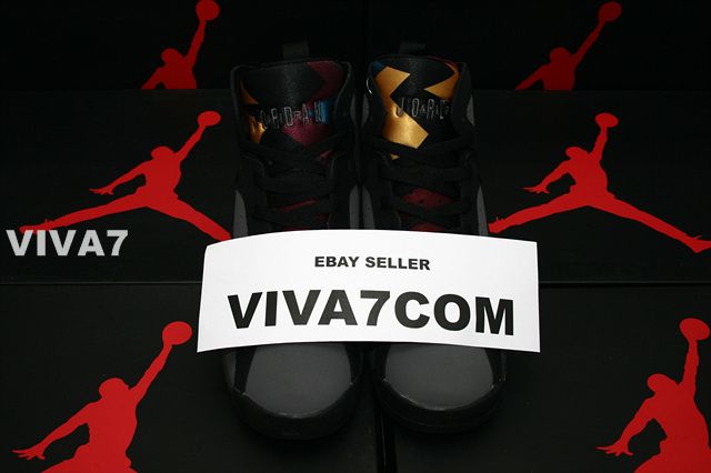 NIKE AIR JORDAN 7 RETRO GS 304774 004 BLACK/LT GRAPHITE/BORDEAUX SZ 4Y 