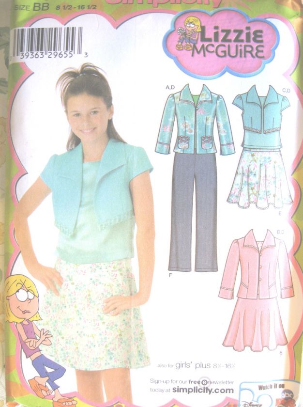 Simplicity 4261 Girls Lizzie McGuire Sewing Pattern  