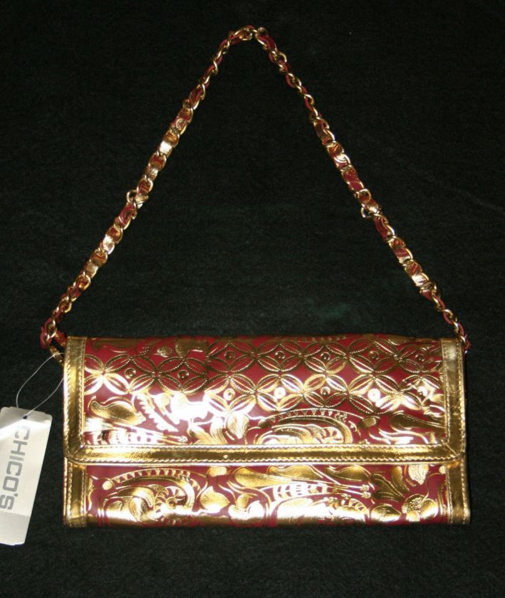 CHICOs Red & Gold Leather Purse   NWT  