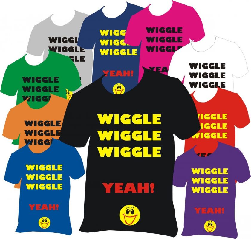 LMFAO funny T Tee shirt Wiggle Wiggle Wiggle Yeh with smiley face 