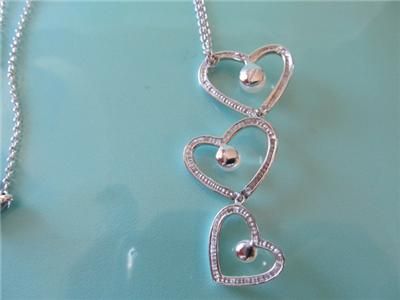 Tiffany & Co.Iridesse 3 Pearls Floating Hearts Sterling Silver 