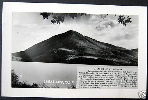 Clear Lake CA~1949 Legend of Mt. Konocti ~ RPPC  