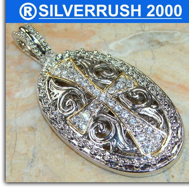 WHITE TOPAZ .925 SILVER PENDANT,SILVERRUSH2000;47  