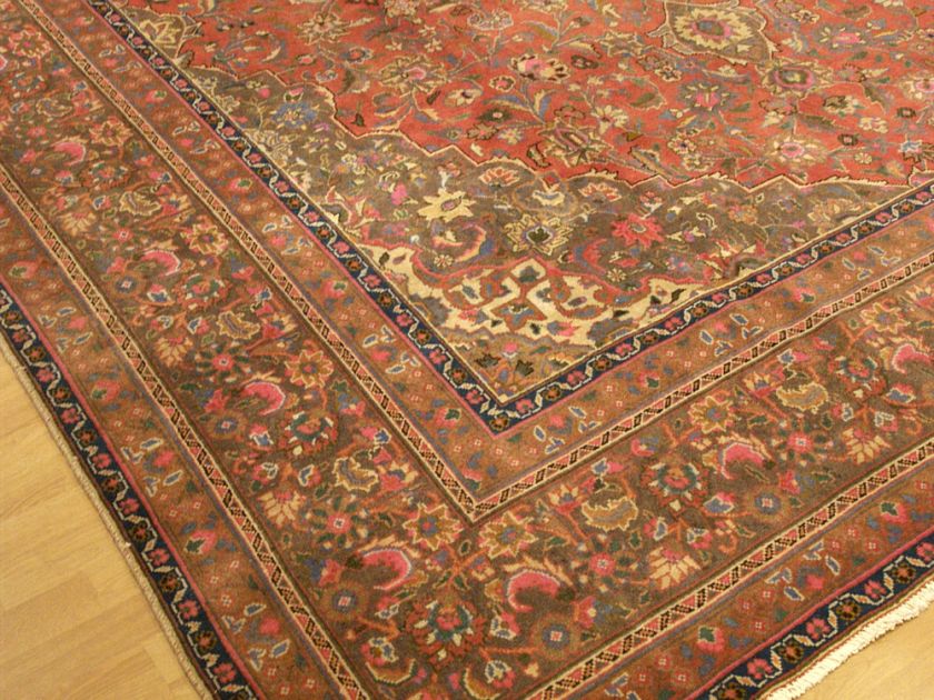 9x12.6 Handmade Carpet Antique Persian Kashan Wool Rug  
