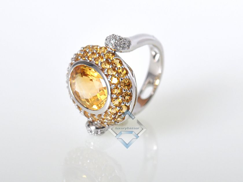 LeVian 14K White Gold and Citrine Swivel Ring WOW  