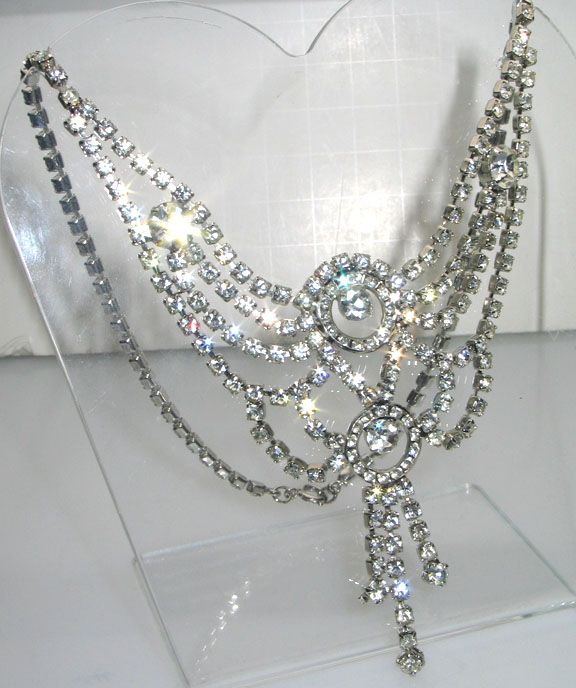 BEST VINTAGE ELEGANT PRINCESS BRIDAL BIB NECKLACE WOW  