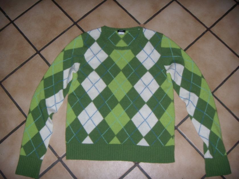 CREW ARGYLE WOOL BLEND PULLOVER EUC MEDIUM  