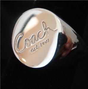 coach nwt 95492 sterling silver 925 signet coach script ring size 7