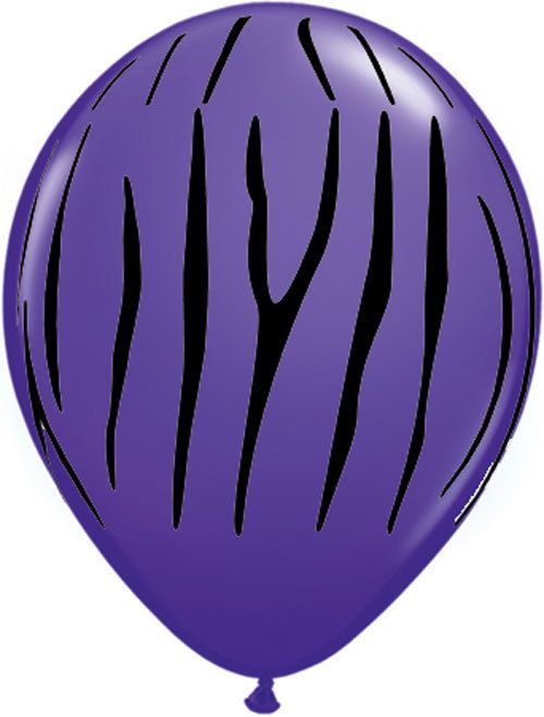 10 PURPLE ZEBRA latex BALLOONS JUNGLE party FAVORS  