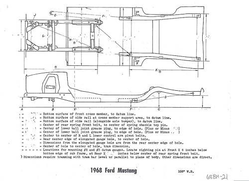 1968 Ford Mustang GT NOS Frame Dimensions Align Specs  