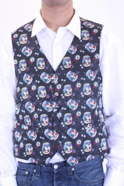 NWT Santana Mens Formal Attire Holiday Christmas Icon Button Front 