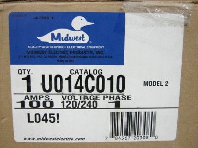 Midwest U014C010 100 Amp Rainproof Power Outlet 120/240 VAC 1 Phase 