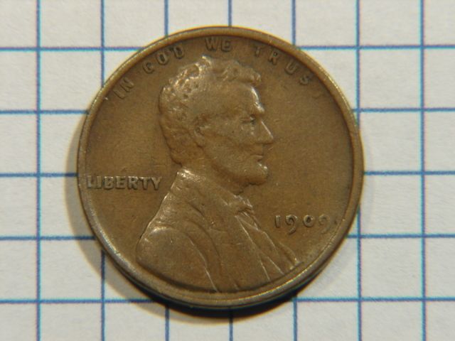 1909 P V.D.B. Lincoln Wheat Cent Grades Very Fine+  