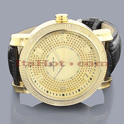 Super Techno Mens Diamond Watch 0.12 ct. Yellow  