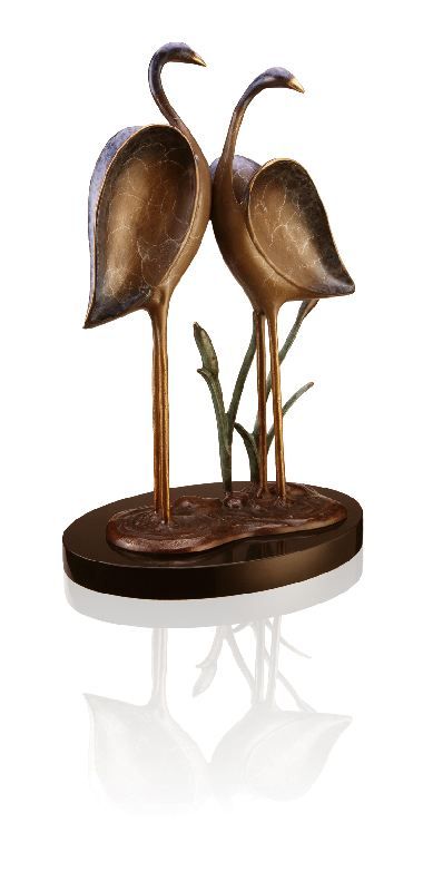 Romantic Crane Couple Bird Bronze Statue Sculpture  