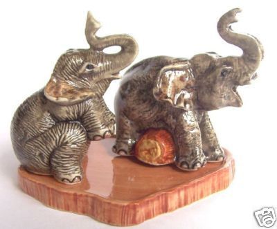 Elephants on Tan Base Salt & Pepper Shakers  