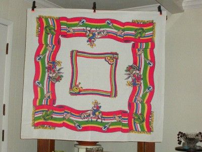 VINTAGE STARTEX MEXICAN PRINT TABLECLOTH VIBRANT COLORS  