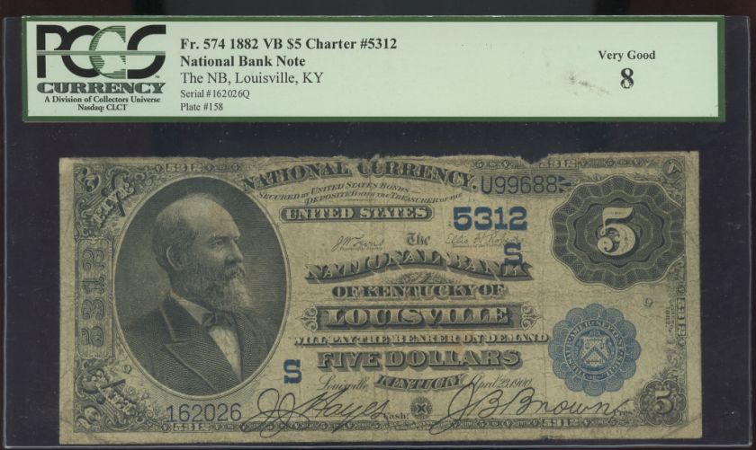 1882 VALUE BACK LOUISVILLE KY PCGS VG8  