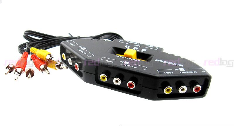 port Audio Video AV RCA Switch Switcher Splitter+Cabe  