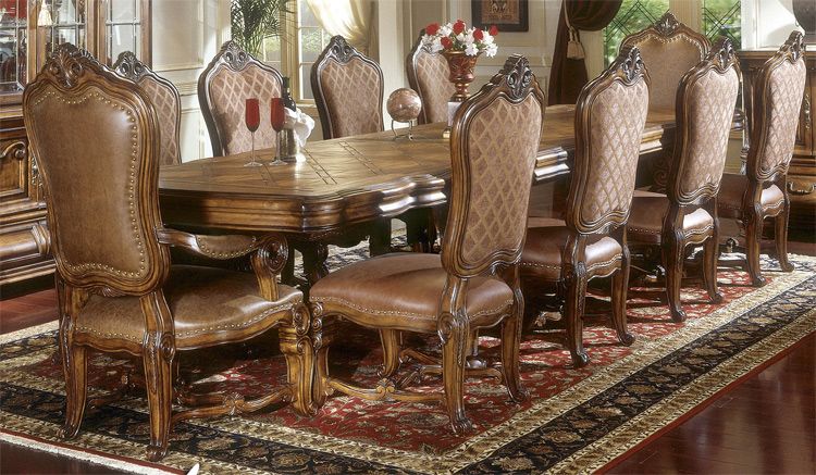 Antiqued Maple 9 pc Renaissance Dining Set  