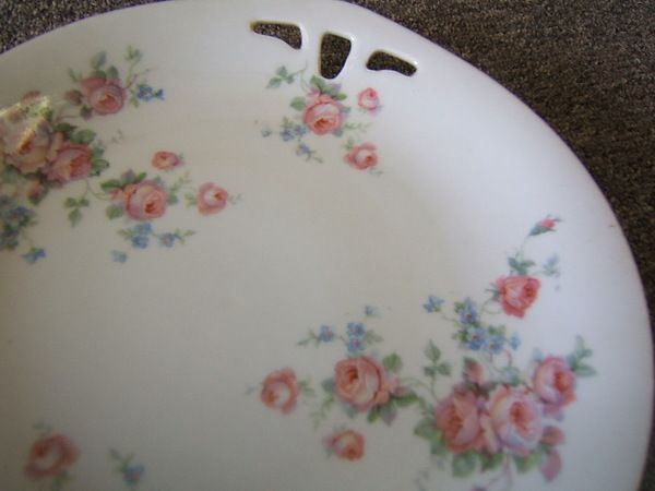 Germany Roman V vintage China 2 handled plate roses  