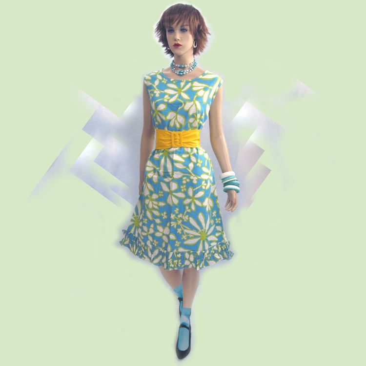 VINTAGE 50s 60s MOD FLOWER POWER PLAY PARTY DRESS L XL  