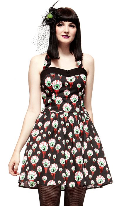   Mini Dress Rockabilly Horror Zombie Punk Pin Up Costume Party  