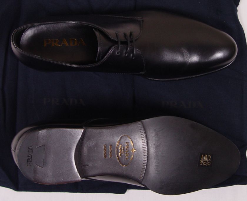 PRADA SHOES $750 BLACK ROUNDED TOE DERBY DRESS SHOE 10 43e NEW  