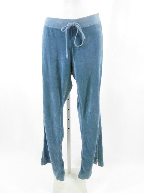 JUICY COUTURE Blue Velour Zip Sweatpants Bottoms Sz M  