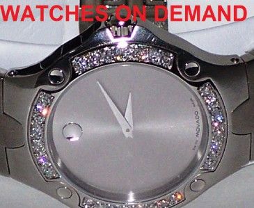 NEW MENS MOVADO SE SPORT SS STEEL SILVER VDIAL 0604480 1.0ct DIAMOND 