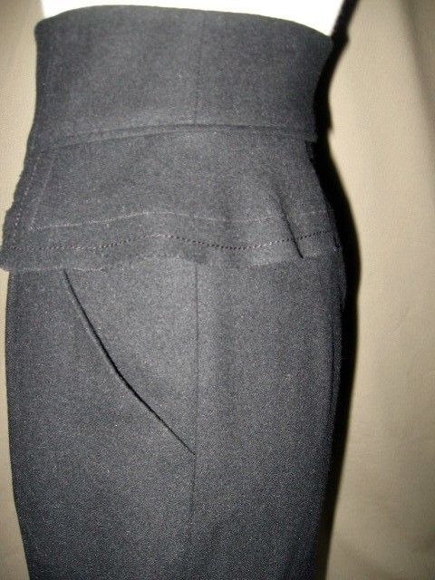   from Anthropologie Black Skirt w/Side Peplum Sz 38/Sz 4 US  