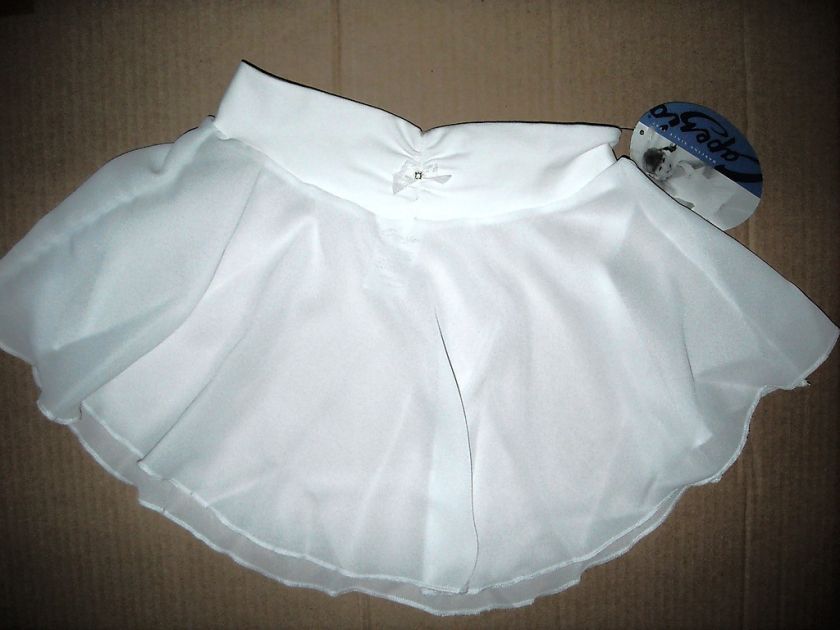 NWT CAPEZIO WHITE BALLET SKIRT RHINESTONE DETAIL GIRLS  