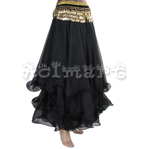 lady Belly Dance Skirt Chiffon 3 layer Circle Dress NWT  