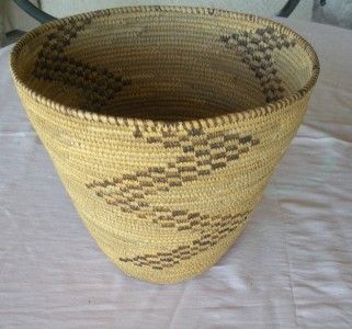 Old tall Pima basket lightening design 10 high 12 dia  