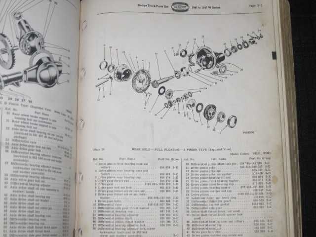 1941 1947 Dodge W Series Truck Illust. Parts Book  