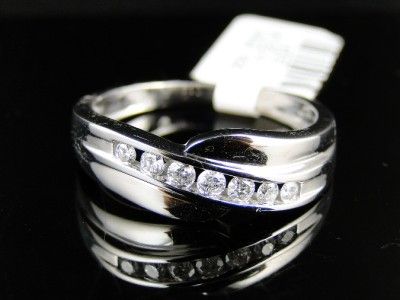 MENS WHITE GOLD GENUINE DIAMOND WEDDING BAND RING 1/4CT  