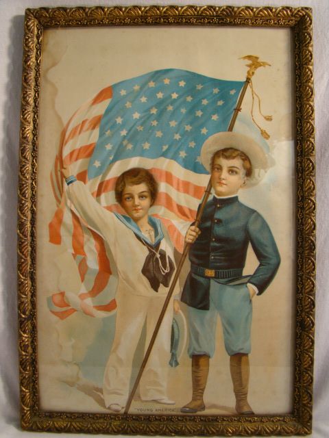 Antique SPANISH AMERICAN WAR Patriotic BOY GIRL Army & Navy UNIFORM 