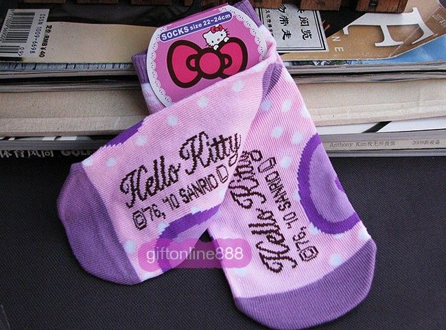 Hello Kitty cotton socks girl children size 22 24CM  